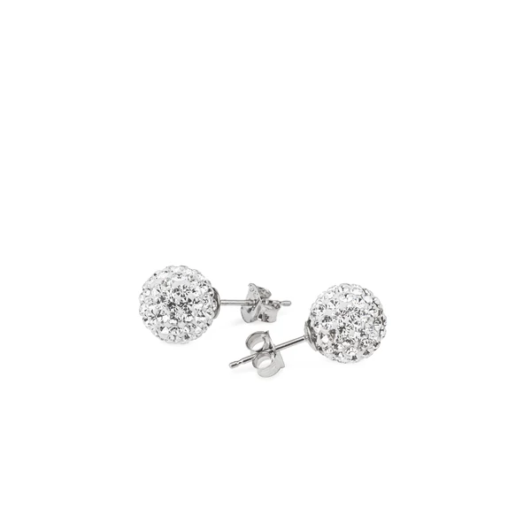 S925 Ezüst Gömb Fülbevaló Fehér Swarovski® Kövekkel