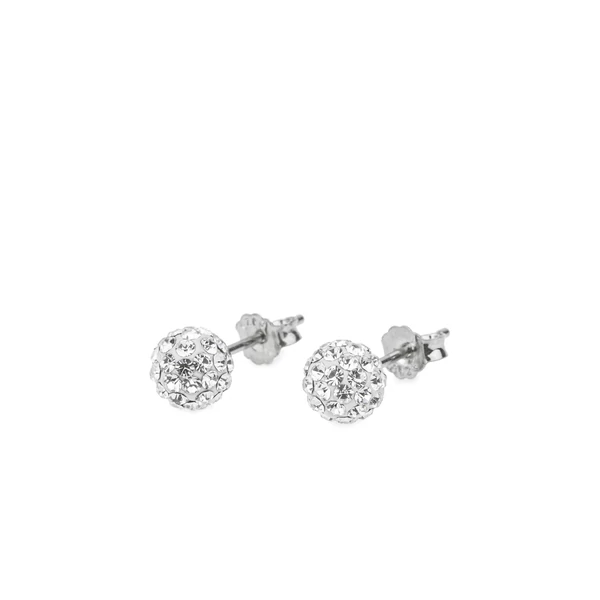 S925 Ezüst Gömb Fülbevaló Fehér Swarovski® Kövekkel