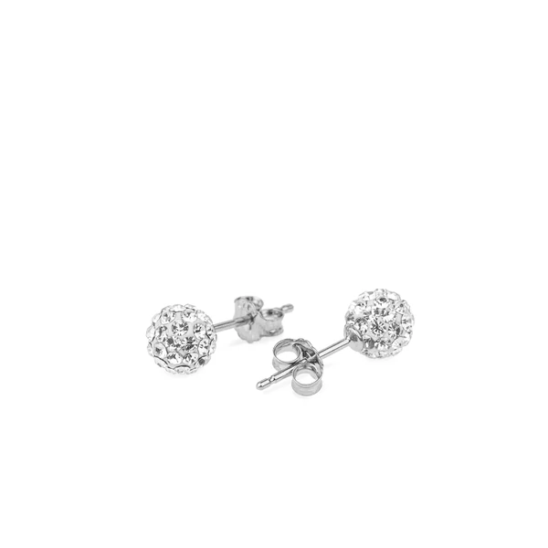 S925 Ezüst Gömb Fülbevaló Fehér Swarovski® Kövekkel