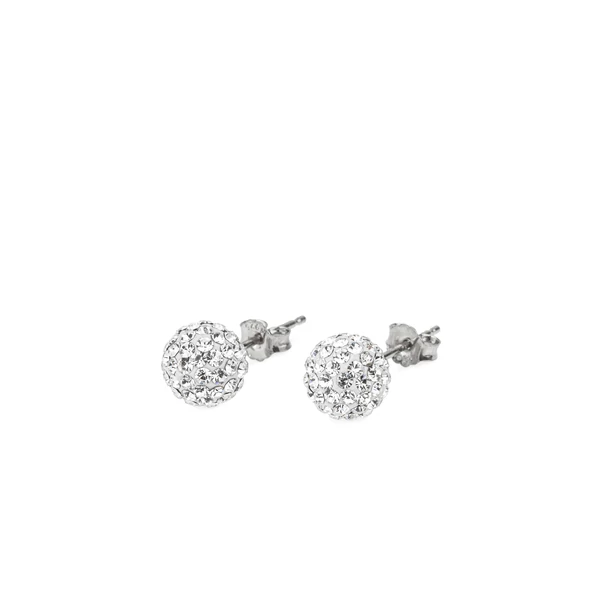 S925 Ezüst Gömb Fülbevaló Fehér Swarovski® Kövekkel