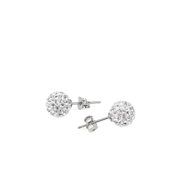 S925 Ezüst Gömb Fülbevaló Fehér Swarovski® Kövekkel