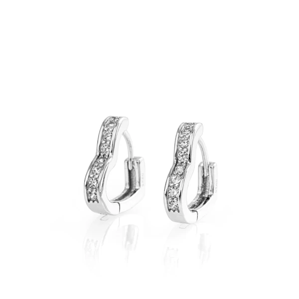 S925 Ezüst Szív Alakú Köves Fülbevaló