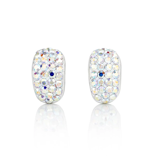 A & ONE Nyitott Félgömb Alakú Színjátszós Swarovski Köves S925 Ezüst Fülbevaló