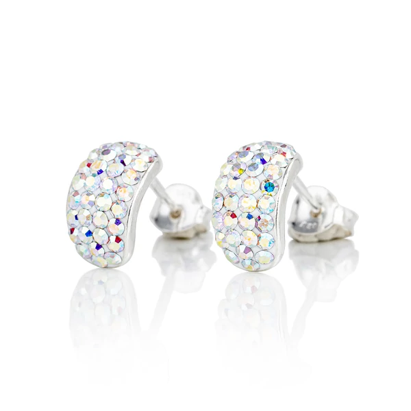 A & ONE Nyitott Félgömb Alakú Színjátszós Swarovski Köves S925 Ezüst Fülbevaló
