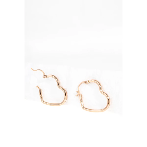 Rozsaarany Színű Rozsdamentes Acél Szív Alakú Fülbevaló