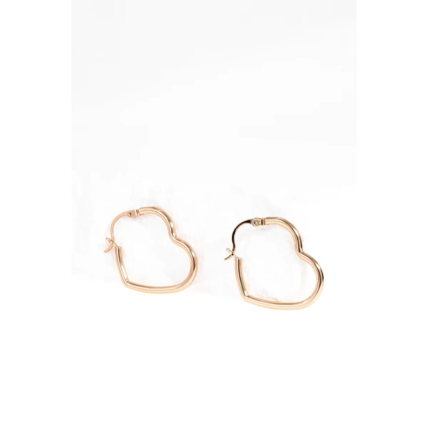 Rozsaarany Színű Rozsdamentes Acél Szív Alakú Fülbevaló