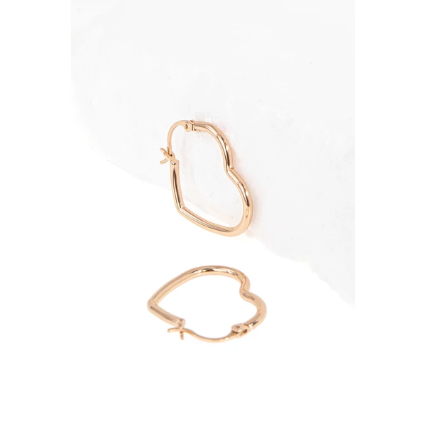 Rozsaarany Színű Rozsdamentes Acél Szív Alakú Fülbevaló