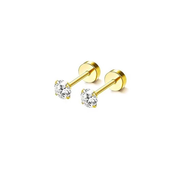316L Arany Színű Labret Piercing Cirkónia Kővel - 4 mm - 1 pár