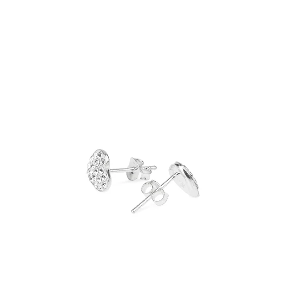 Fehér Szív Alakú Swarovski® Kristályokkal Kirakott S925 Ezüst Fülbevaló -8mm