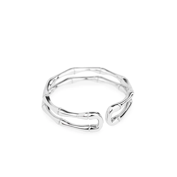 Állítható Bambusz Mintás S925 Ezüst Gyűrű