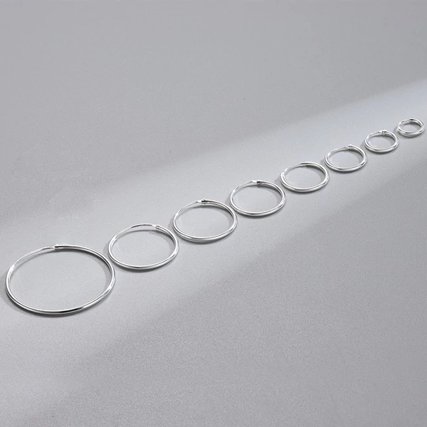 Ezüst Színű S925 Ezüst Karika Fülbevaló - 12 mm
