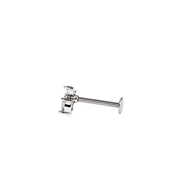 Ezüst Színű Rozsdamentes Acél Labret Piercing Fehér Kővel