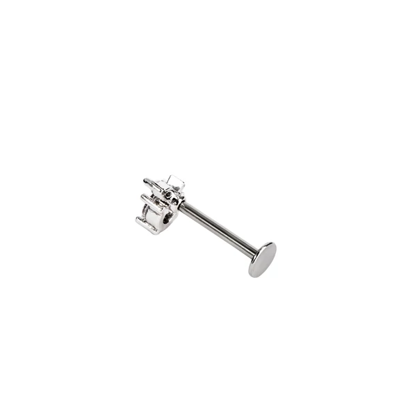 Ezüst Színű Rozsdamentes Acél Labret Piercing Fehér Kővel