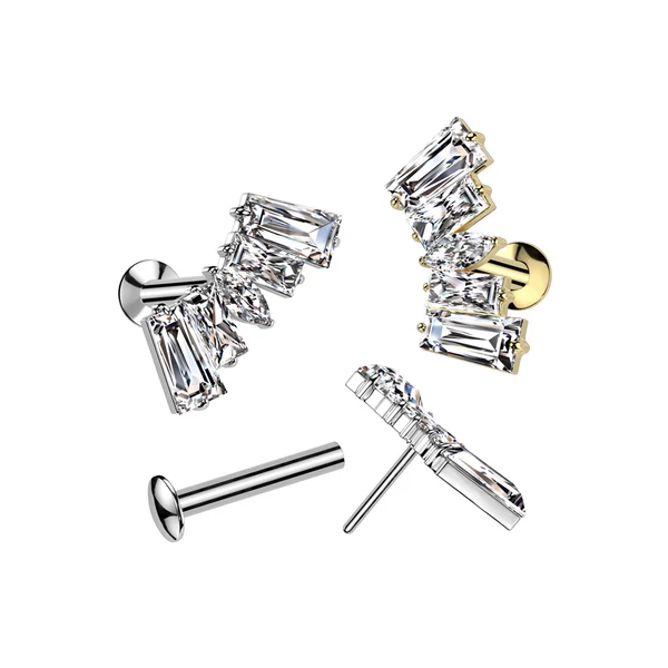 Arany Színű 316L Orvosi Acél Push-in Labret Piercing Cirkónia Kővel