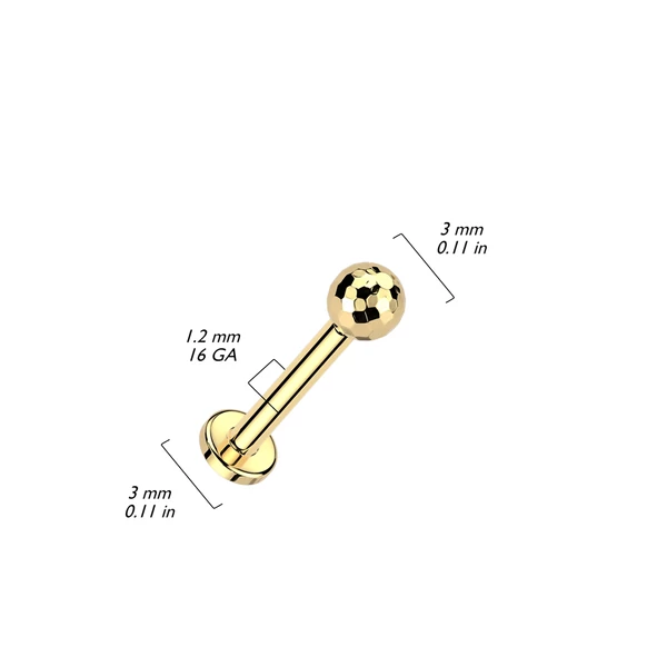 Fekete Színű Kör Alakú Titánium Egyenesszárú Push-in Labret Piercing
