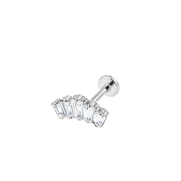 Ezüst Színű Titánium Labret Piercing Fehér Cirkónia Kövekkel