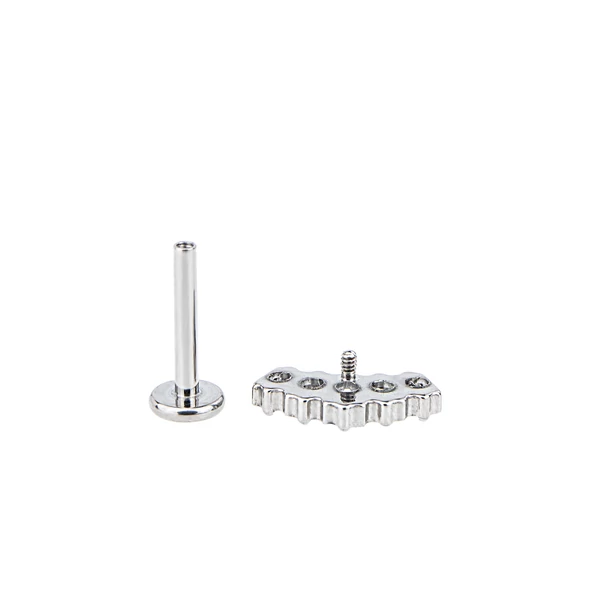 Ezüst Színű Titánium Labret Piercing Fehér Cirkónia Kövekkel