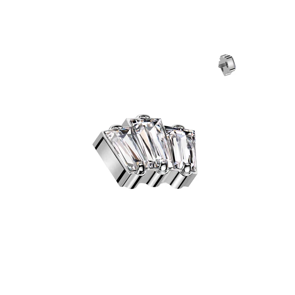 Ezüst SzínűTitánium Egyenesszárú Labret Piercing Kövekkel Díszítve