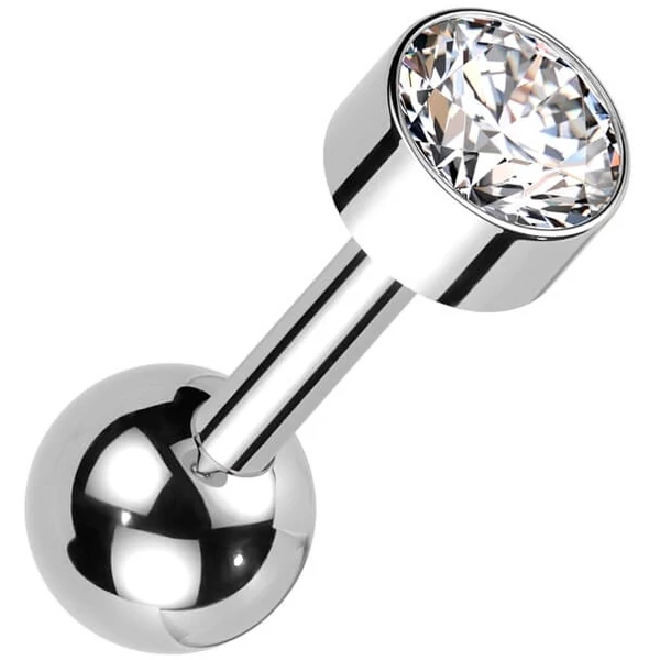Ezüst Színű Titánium Barbell Piercing Kővel