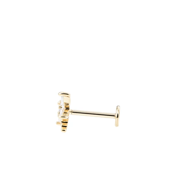 Arany Színű 316L Orvosi Acél Labret Piercing Réz Szitakötő Dísszel