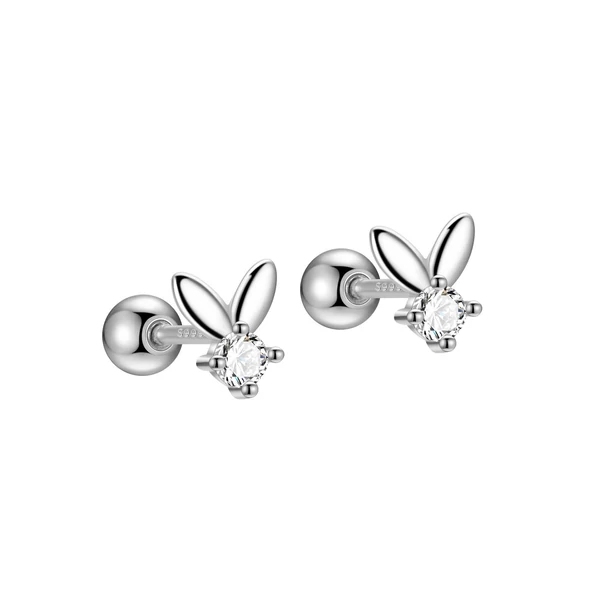 S999 Ezüst Nyuszi Alakú Köves Barbell Piercing