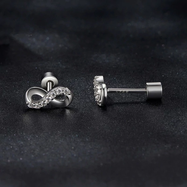 Ezüst Színű S925 Ezüst Labret Piercing Végtelen Jellel Cirkónia Kövekkel