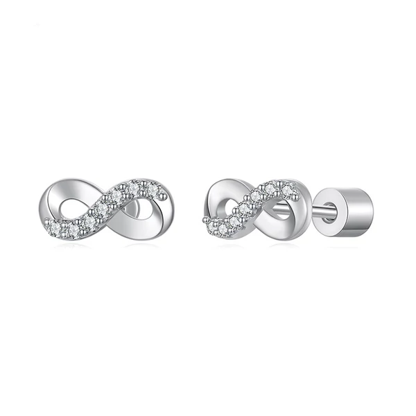 Ezüst Színű S925 Ezüst Labret Piercing Végtelen Jellel Cirkónia Kövekkel