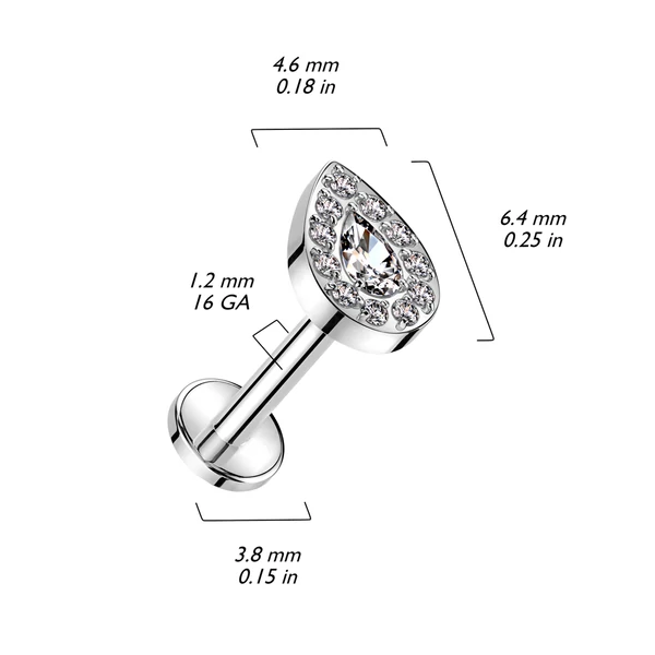 Rózsaarany Színű Csepp Alakú Titánium Piercing CNC Cirkónia Kövekkel