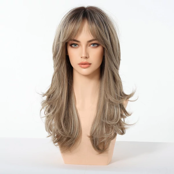 Melírozott Hamvas Szőke Hosszú Paróka - 56 cm