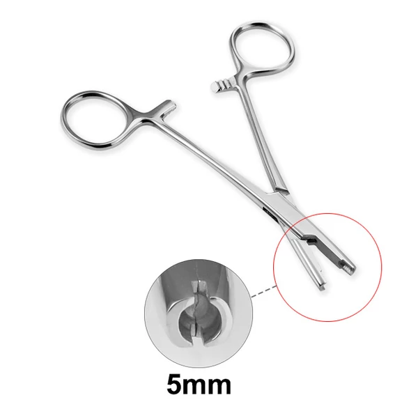 316L Orvosi Acél Piercing Rögzítő Fogó (5mm), Sterilizált Tasakban