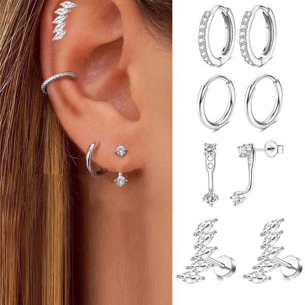 Ezüst Színű Orvosi Acél Piercing Szett - 8 db
