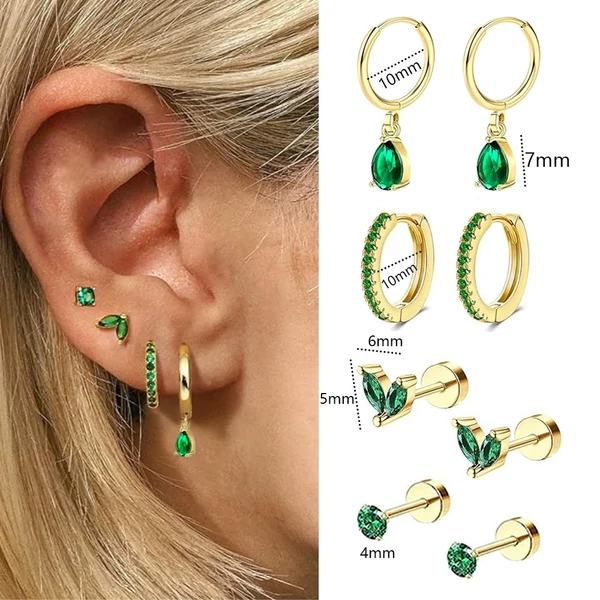 Ezüst Színű 316L Orvosi Acél Piercing Szett - 6 db