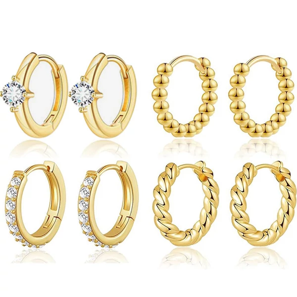 Arany Színű 316L Karika Piercing Szett - 4 pár