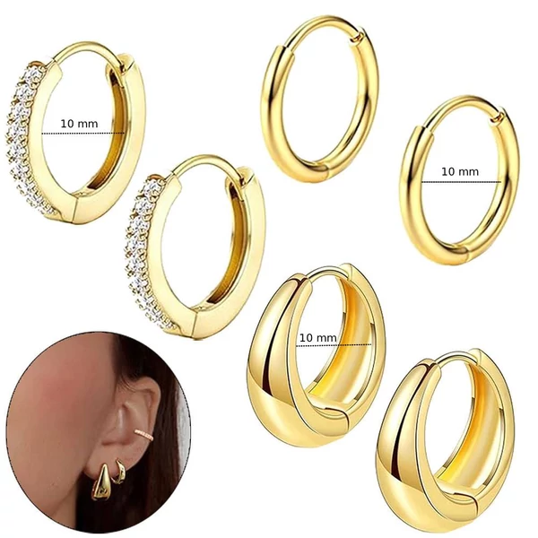 Arany Színű 316L Piercing Szett - 3 pár