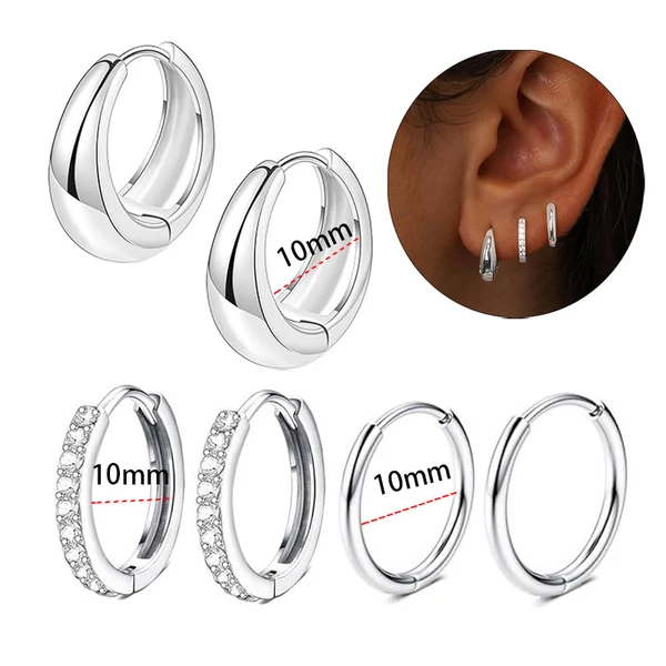Ezüst Színű 316L Piercing Szett - 3 pár