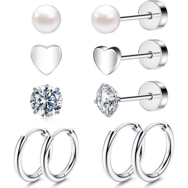 Ezüst Színű 316L Piercing Szett - 4 pár