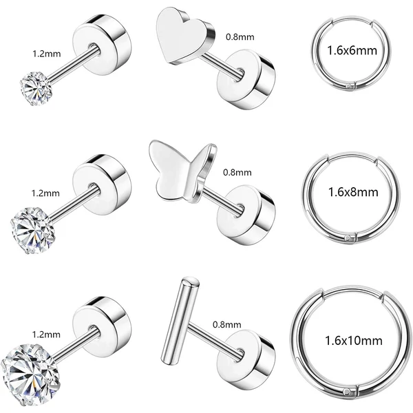 Arany Színű Orvosi Acél Piercing Szett - 9 db