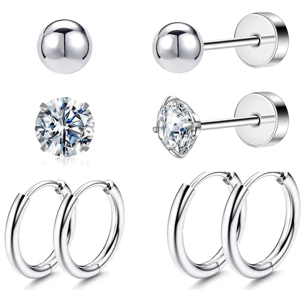Ezüst Színű Piercing Szett - 8 db