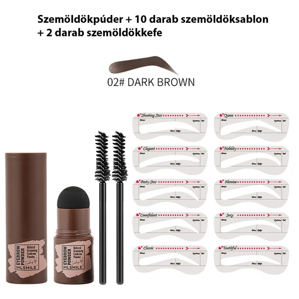 MLSMILE Sötétbarna Szemöldök Formázó Készlet Sablonnal és Szemöldökkefével