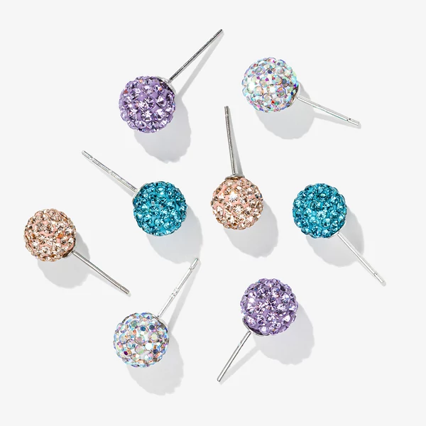 S925 Ezüst Gömb Fülbevaló Lila Swarovski® Kövekkel