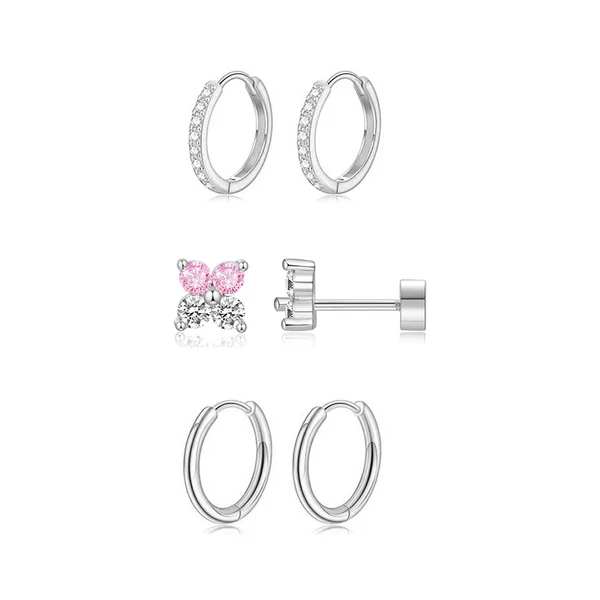 Ezüst Színű Orvosi Acél Piercing Szett - 6 db