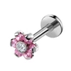 A &amp; ONE Ezüst Színű Orvosi Acél, Rózsaszín Virág Díszítésű Labret Piercing