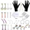 A &amp; ONE Piercing Készítő Szett 316L Színes Fehér Köves Rozsdamentes Acél Piercinggel