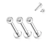 A &amp; ONE Ezüst Színű Titánium Egyenesszárú Labret Piercing Fehér Kővel -1db