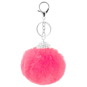 Női Magenta Szőrös Pompom Kulcstartó