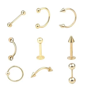 A &amp;amp; ONE Arany Színű 9 Darabos Orvosi Acélból Készült Piercing Szett