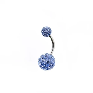 A & ONE Sötétkék strasszköves két gömbös köldök piercing (10 mm)