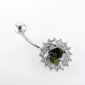 A & ONE Nagy Sötétzöld Köves Köldök Piercing