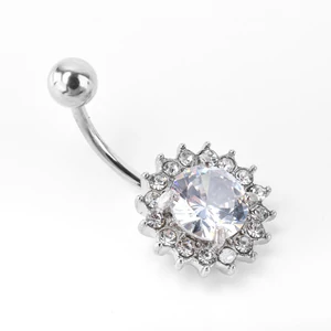 A & ONE Nagy Ezüst Színű Köves Köldök Piercing