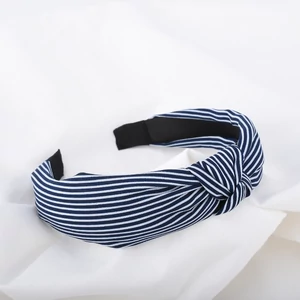 A & ONE Sötétkék Textil Hajpánt Fehér Csíkokkal